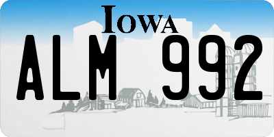 IA license plate ALM992