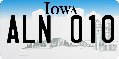 IA license plate ALN010
