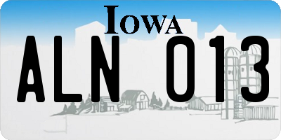 IA license plate ALN013
