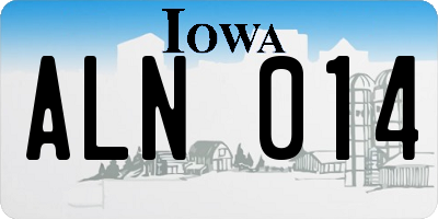 IA license plate ALN014