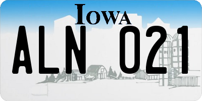 IA license plate ALN021
