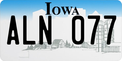 IA license plate ALN077