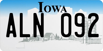 IA license plate ALN092
