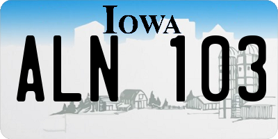 IA license plate ALN103