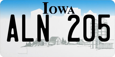 IA license plate ALN205