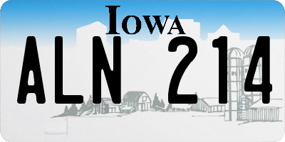 IA license plate ALN214