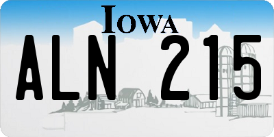 IA license plate ALN215