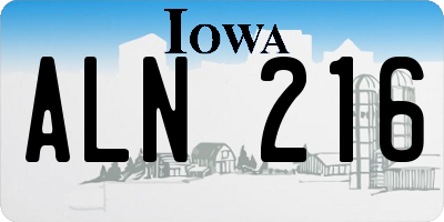 IA license plate ALN216