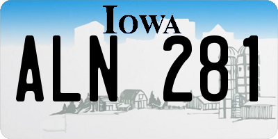 IA license plate ALN281