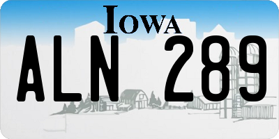 IA license plate ALN289