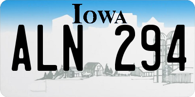 IA license plate ALN294