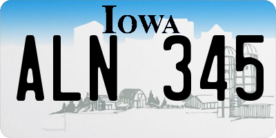 IA license plate ALN345