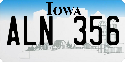 IA license plate ALN356