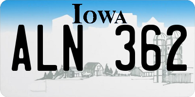 IA license plate ALN362