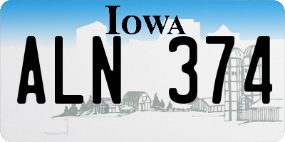 IA license plate ALN374