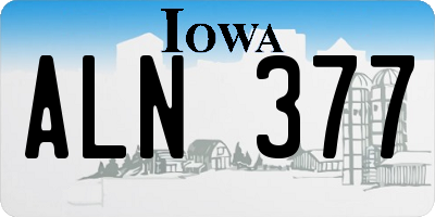 IA license plate ALN377