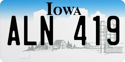 IA license plate ALN419