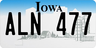 IA license plate ALN477