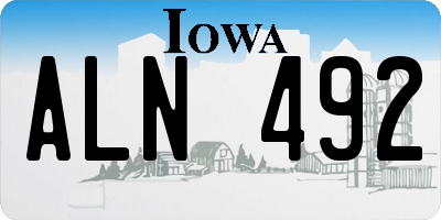 IA license plate ALN492