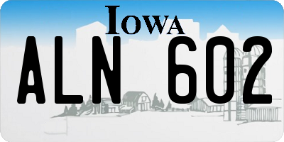 IA license plate ALN602
