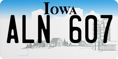 IA license plate ALN607
