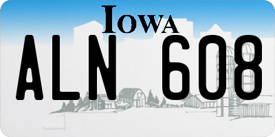 IA license plate ALN608