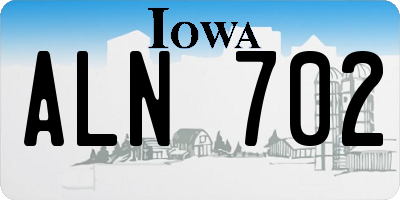IA license plate ALN702