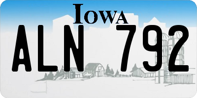 IA license plate ALN792