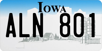 IA license plate ALN801