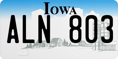 IA license plate ALN803