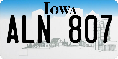 IA license plate ALN807