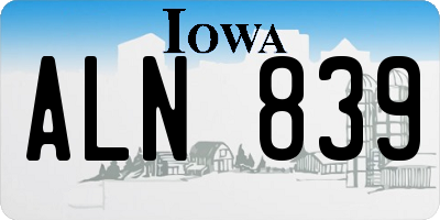 IA license plate ALN839