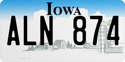 IA license plate ALN874