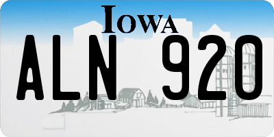 IA license plate ALN920