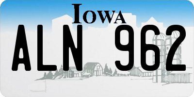IA license plate ALN962