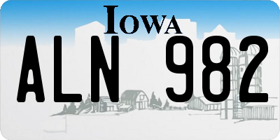 IA license plate ALN982