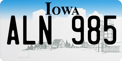 IA license plate ALN985