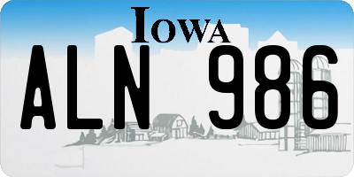 IA license plate ALN986