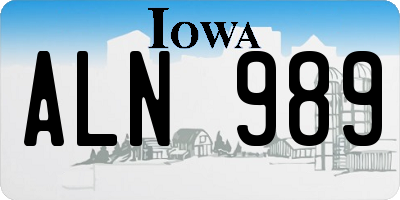 IA license plate ALN989