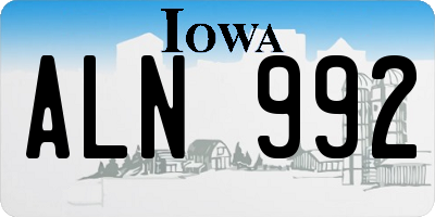 IA license plate ALN992