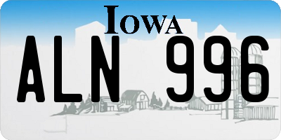 IA license plate ALN996