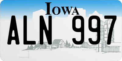 IA license plate ALN997