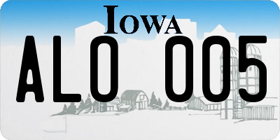 IA license plate ALO005