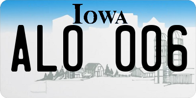 IA license plate ALO006