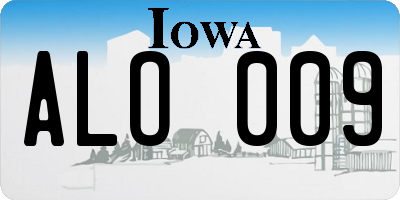 IA license plate ALO009