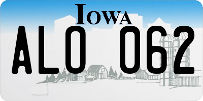 IA license plate ALO062