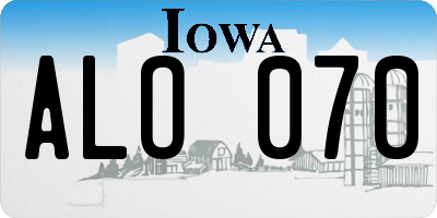 IA license plate ALO070
