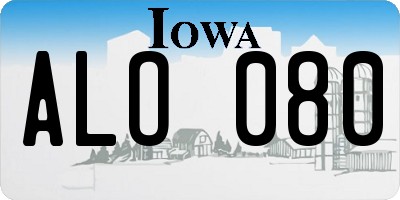 IA license plate ALO080