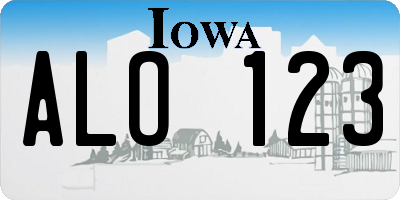 IA license plate ALO123