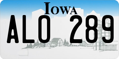 IA license plate ALO289